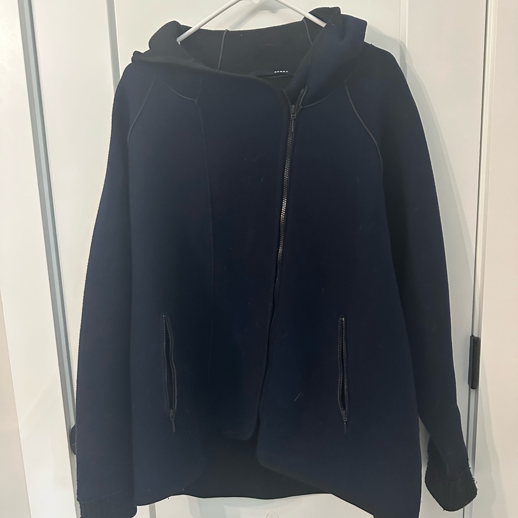 Elie Tahari Navy Blue Hooded Jacket